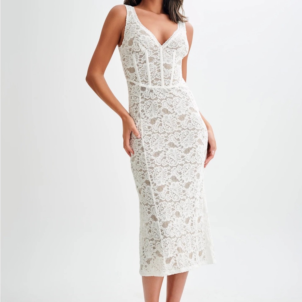 Meshki doria lace midi dress